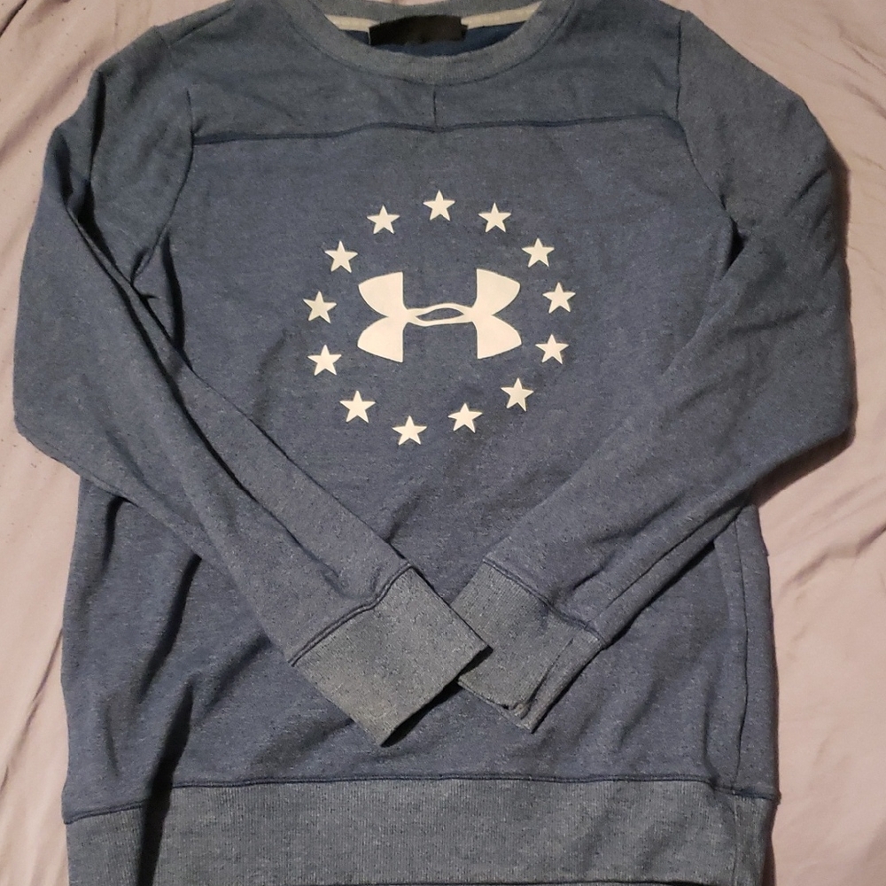 Under Armour Men's Navy Crewneck Sweatshirt with White Logo